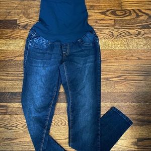 Skinny Maternity Jeans. Indigo. Full panel.